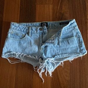 Light wash denim shorts by RVCA